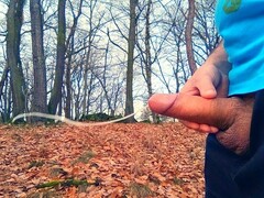 IamHornyBobo gets a risky public handjob with 2 chubby pops in public vulnerable a windy day